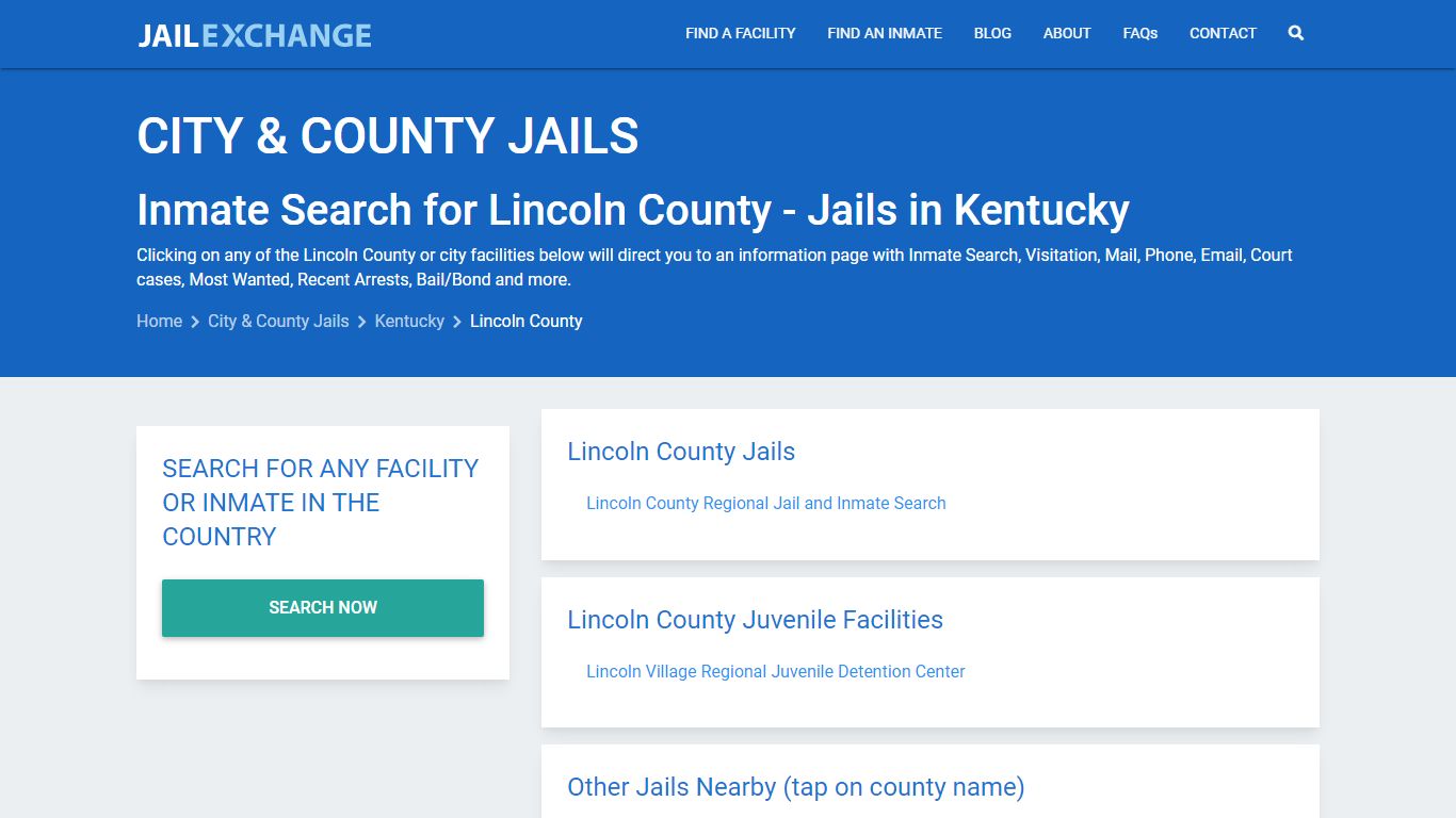 Inmate Search for Lincoln County | Jails in Kentucky - Jail Exchange